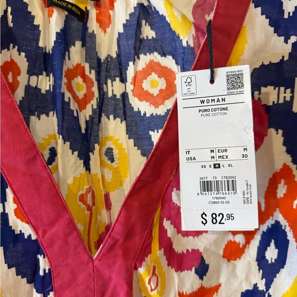 Piombo Colorful Patterned Long Sleeve Pure Cotton Dress, size Medium - Picture 4 of 4